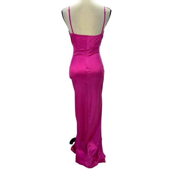 Love Nickie Lew Sleeveless Spaghetti Strap Side Ruched Midi Dress - Hot Pink -Sm - Picture 4 of 11